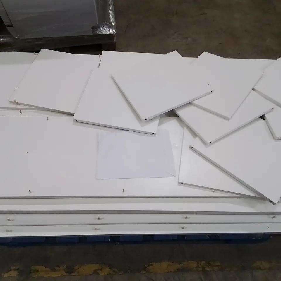 TWO PALLETS OF IKEA KALLAX WHITE FLAT PACK FURNITURE PARTS