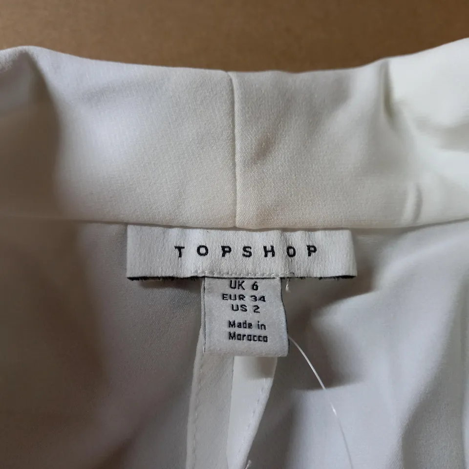 TOPSHOP WHITE WRAP BLAZER DRESS - SIZE 6