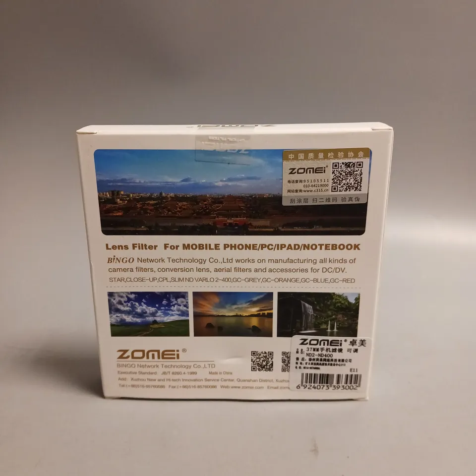 ZOMEI LENS FILTER  FOR MOBILE PHONE/PC/IPAD 2-400 37MM