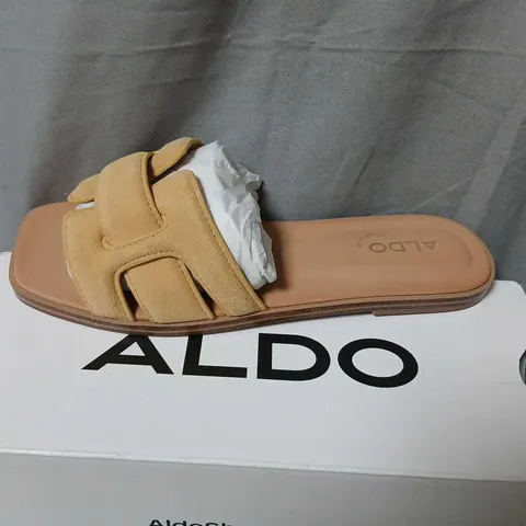 ALDO WOMEN’S SANDALS ELENY-750, TAN SUEDE, UK 4 (EU 37) – BOXED