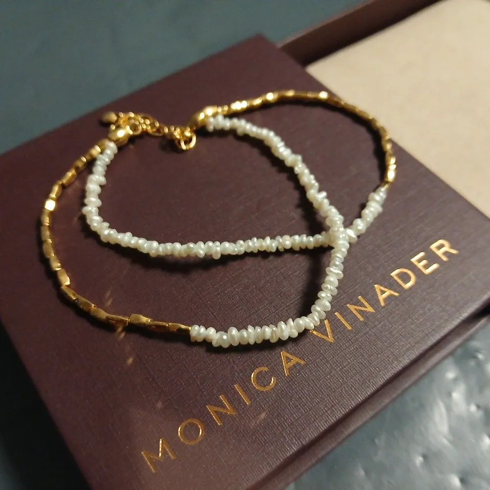BOXED MONICA VINADER MINI NUGGET PEARL BEADED BRACELET
