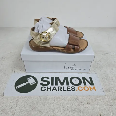 BOXED PAIR OF LEATHER COLLECTION NATASHA SANDALS IN TAN - SIZE 6