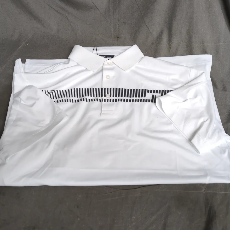 J. LINDEBERG KLAS POLO SHIRT – WHITE, UK SIZE M (SS2025)