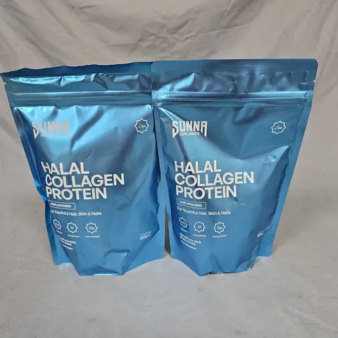 LOT OF 2 SUNNA SUPPLEMENTS HALAL COLLAGEN PROTEIN PACKS - 250G UNFLAVOURED