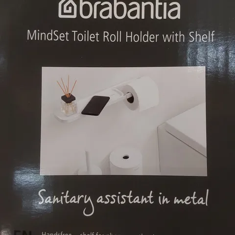 BOXED BRABANTIA MINDSET TOILET ROLL HOLDER WITH SHELF 