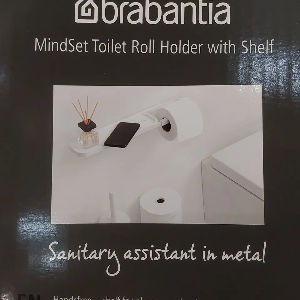 BOXED BRABANTIA MINDSET TOILET ROLL HOLDER WITH SHELF 