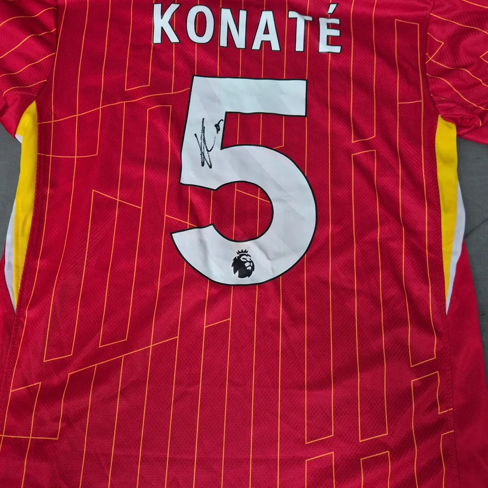 KONATÉ SIGNED NIKE LIVERPOOL FOOTBALL JERSEY SIZE MEDIUM