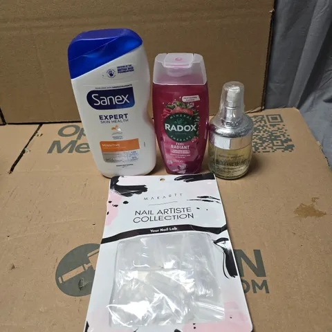 TOTE OF APPROXIMATELY 20 ASSORTED COSMETIC ITEMS TO INCLUDE SANEX SHOWER CREAM, RADOX, JUDITH WILLIAMS ROSE OIL, NAIL ARTISTE COLLECTION ETC