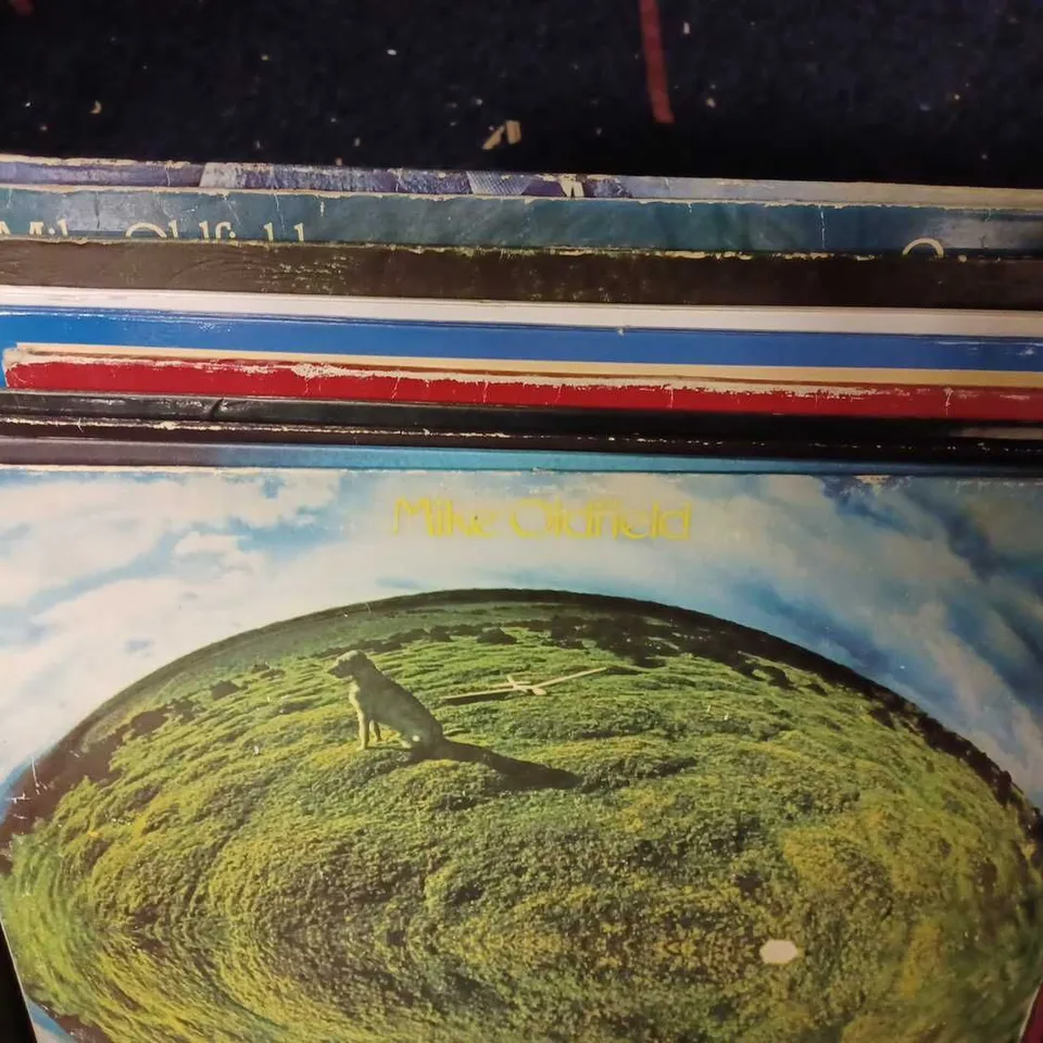 BOX OF APPROX 10 ASSORTED VINYL'S  TO INCLUDE -THE YES ALBUM - FLATINUM MIKE OLDFIELD - MIKE OLDFIELD HERGEST RIDGE ECT