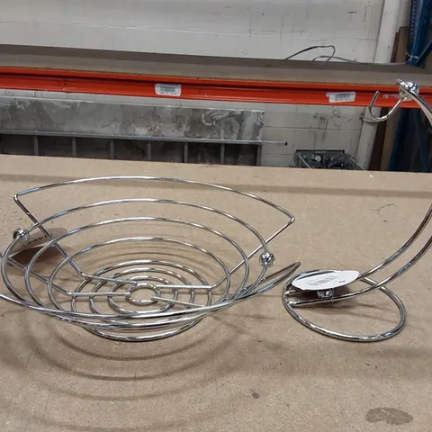BOXED REBRILLIANT METAL FRUIT BOWL AND BANANA HOLDER (1 BOX)