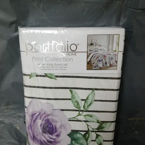 SEALED PORTFOLIO HOME PRINT COLLECTION RENEE SUPER KING DUVET SET IN HEATHER