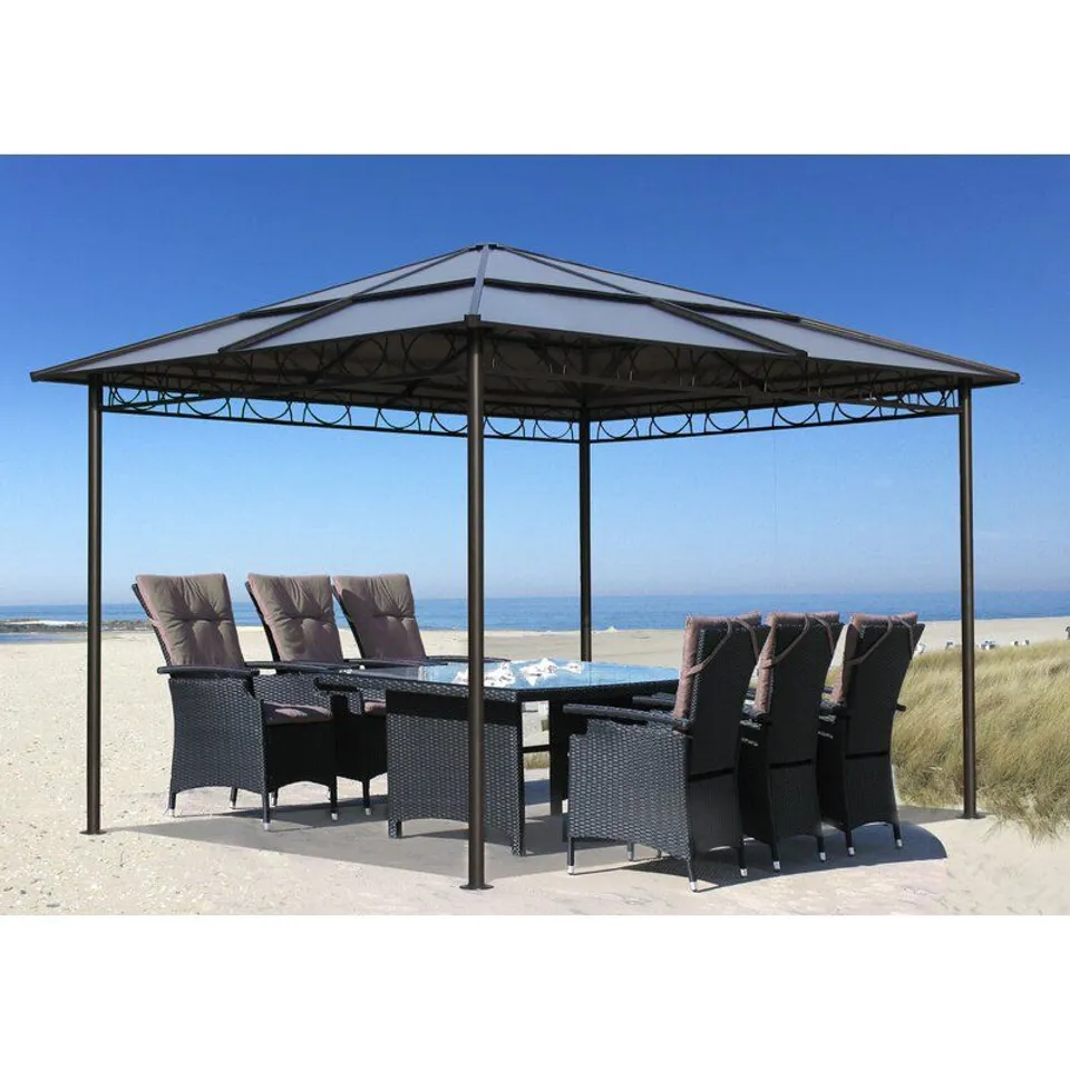 BOXED STEEL PATIO GAZEBO 263CM H X 300CM W - 3 BOXES