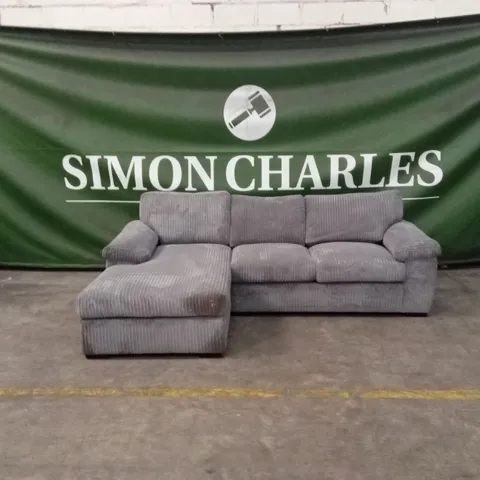 AMALFI STANDARD BACK FABRIC LEFT HAND 3 SEATER CHAISE SOFA - CHARCOAL