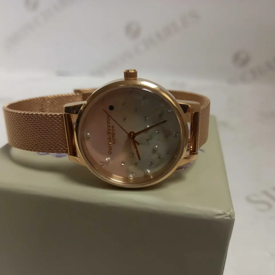 OLIVIA BURTON STAINLESS STEEL MESH RAINBOW ROSE GOLD LADIES WATCH RRP £115