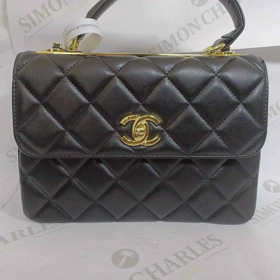 BOXED CHANEL PADDED BLACK OVER THE SHOULDER BAG 
