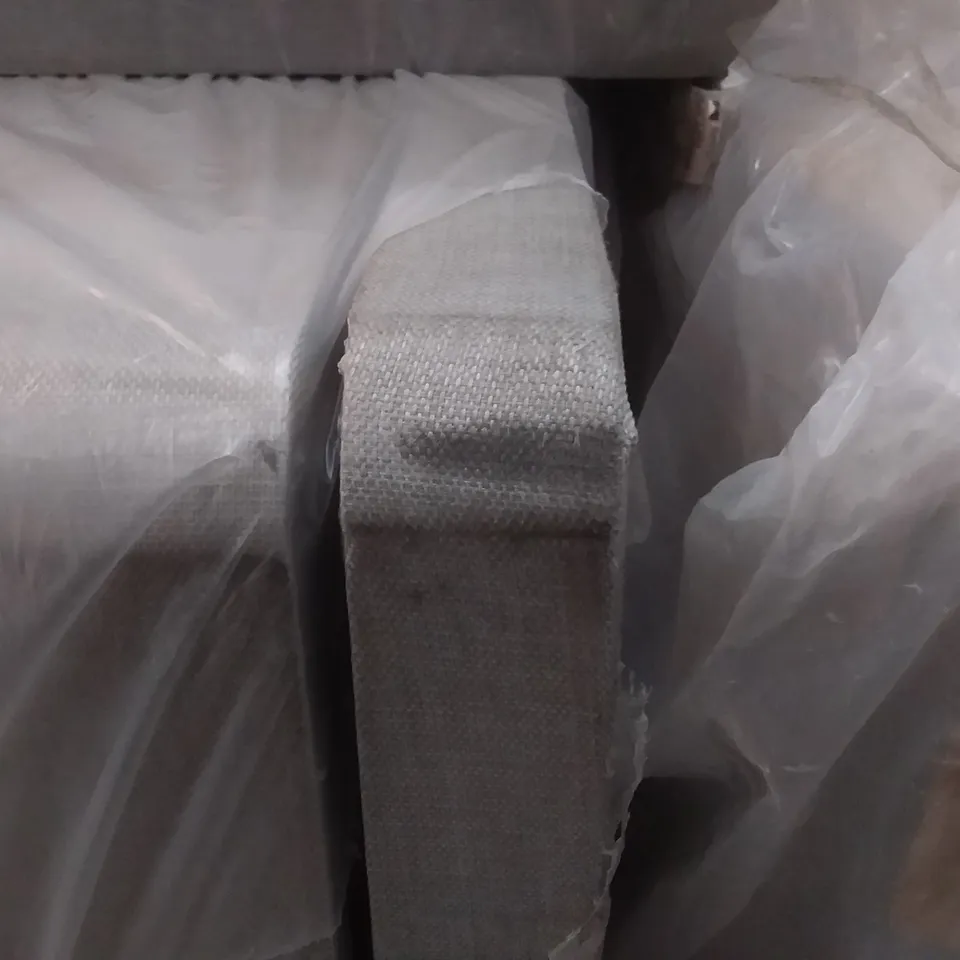WRAPPED DOUBLE DIVAN KING SIZE  BED BASE IN LIGHT GREY  - LITTLE DAMAGE 