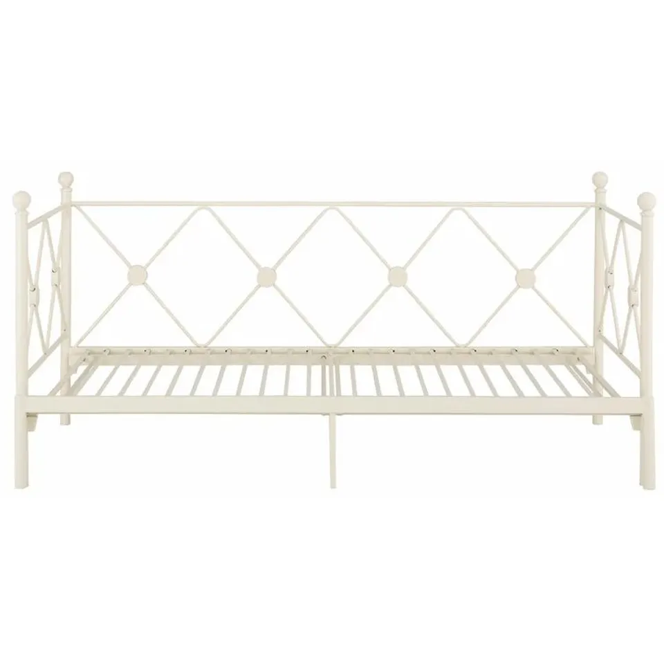BOXED NOCONA EUROPEAN SINGLE METAL DAYBED WHITE (2 BOXES)