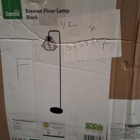 BOXED DUNELM BREMEN FLOOR LAMP BLACK