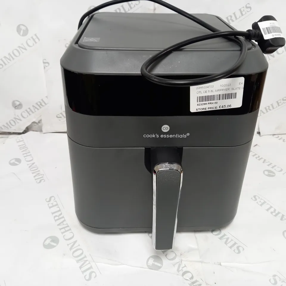 BOXED COOK'S ESSENTIALS 5.8L AIR FRYER, SLATE GREY