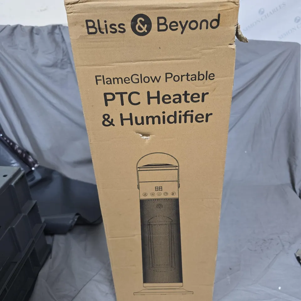 BLISS & BEYOND FLAMEGLOW PORTABLE PTC HEATER & HUMIDIFIER