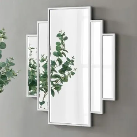 BOXED LECOMPTON DECO 1920s INSPIRED SILVER STATEMENT WALL MIRROR (1 BOX)