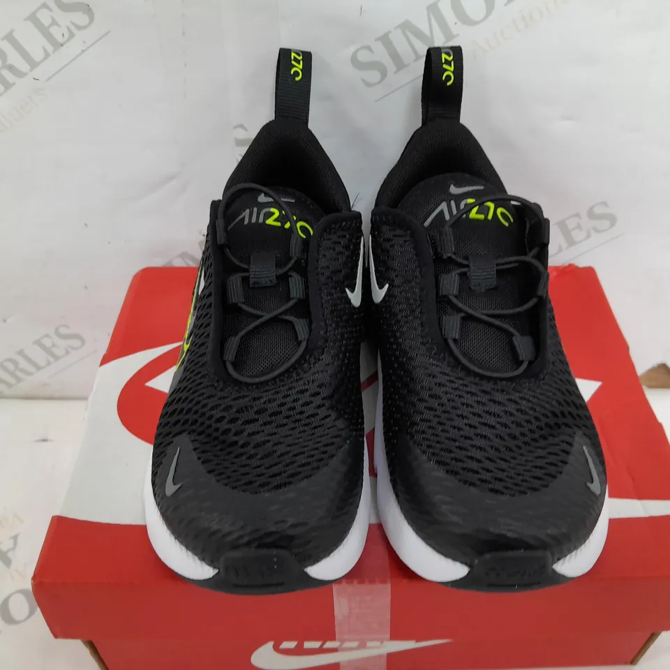 BOXED PAIR OF NIKE AIR MAX 270 IN BLACK/GREEN - UK KIDS 8.5