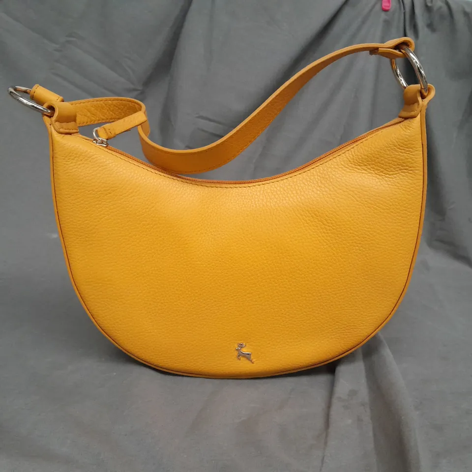 ASHWOOD CRESCENT LEATHER SHOULDER BAG IN YELLOW