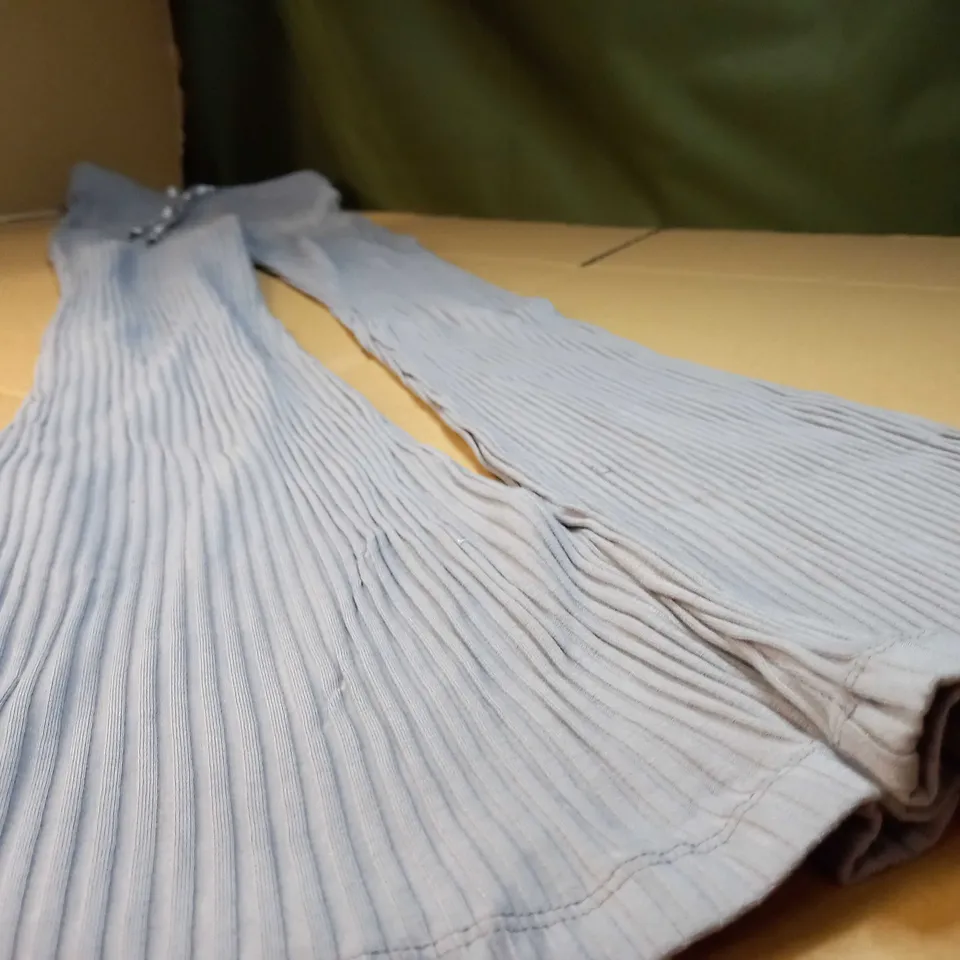 LOUNGE GREY RIBBED FLARE LOUNGE WEAR - MEDIUM