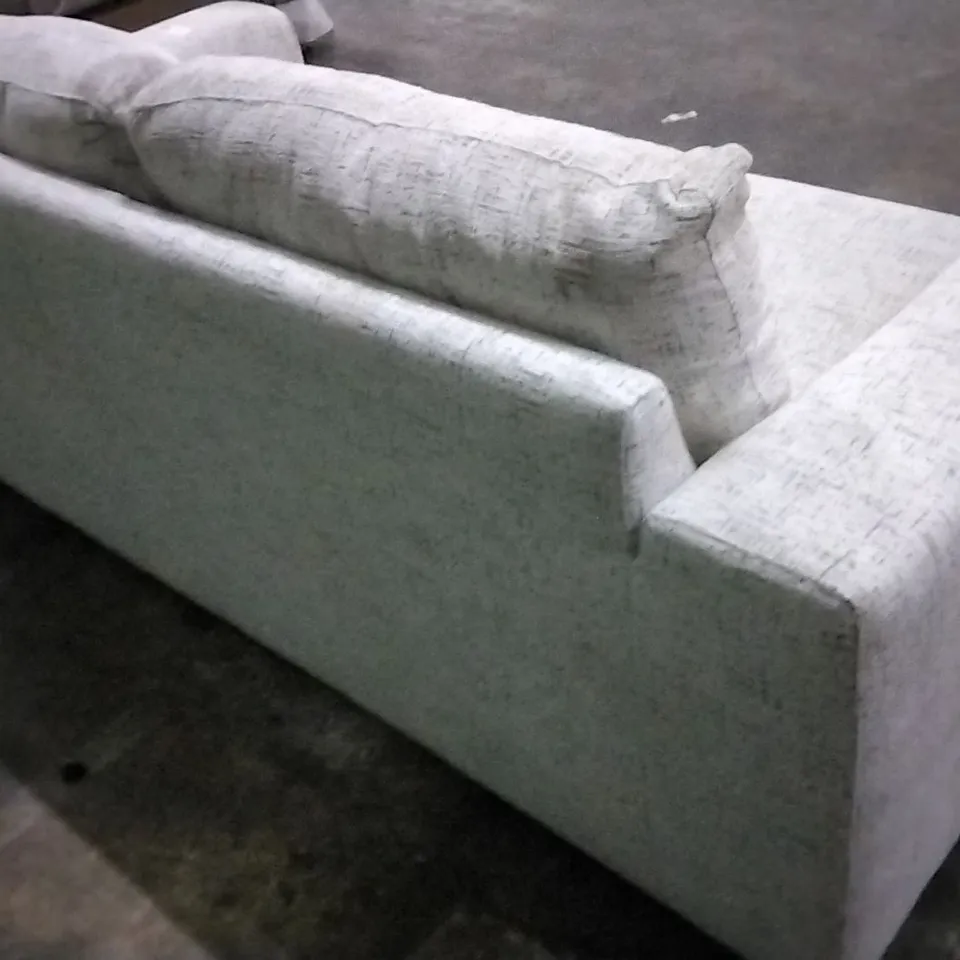 DESIGNER GREY PATTERNED FABRIC THREE SEATER SOFA