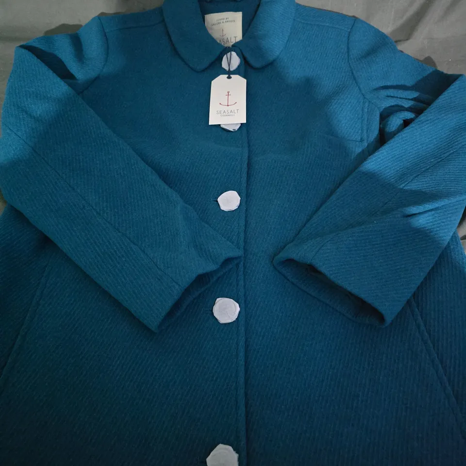 SEASALT CORNWALL WOOD CABIN COAT – TEAL, UK 14