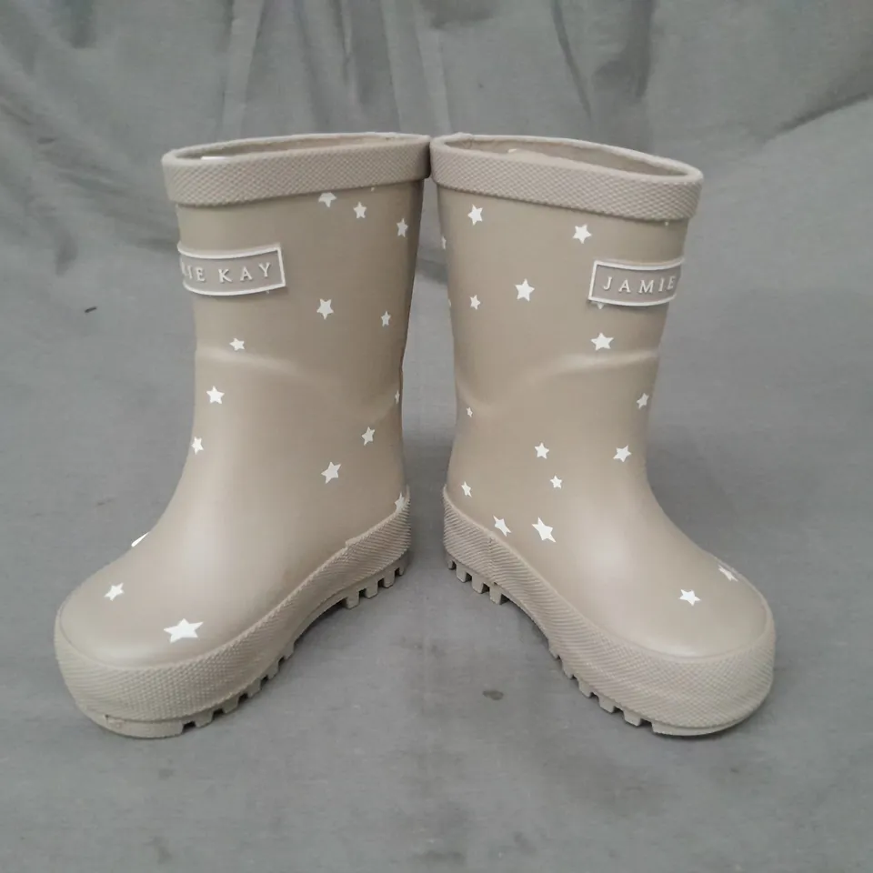 BOXED PAIR OF JAMIE KAY KID'S RUBBER GUMBOOTS IN BASIL W. STAR PRINT UK SIZE 3