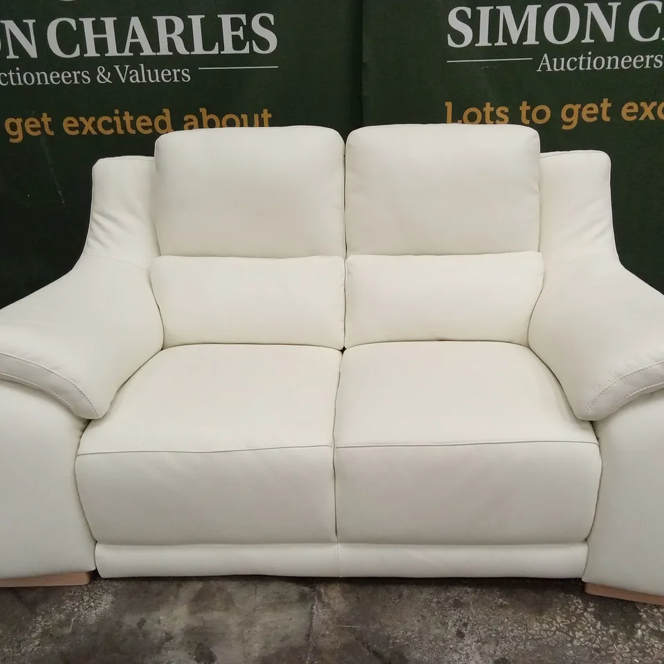 QUALITY DESIGNER ITALIAN MADE DEGANO 2 SEATER LEATHER SOFA - WHITE