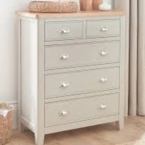 BOXED MALONE 2+3 DRAWER CHEST - GREY OAK EFFECT (1 BOX)