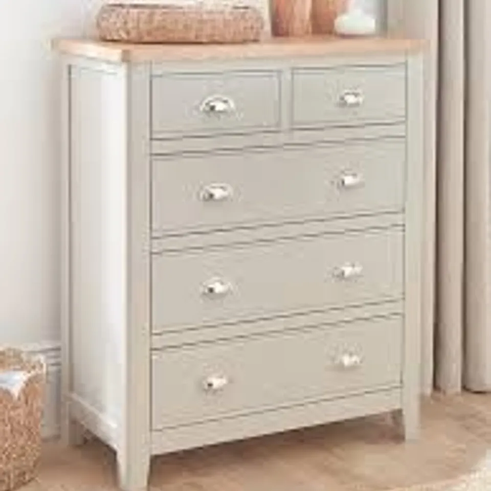 BOXED MALONE 2+3 DRAWER CHEST - GREY OAK EFFECT (1 BOX)