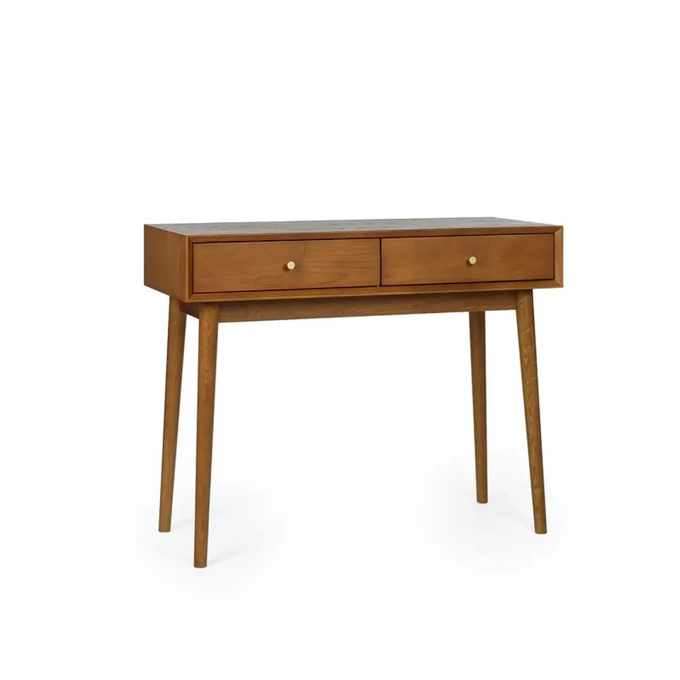 BOXED JULIAN BOWEN LOWRY WRITING DESK WITH 2 DRAWERS - ACORN (1 BOX)