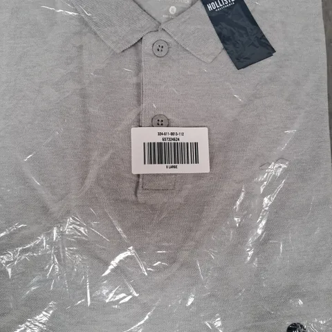 HOLLISTER ADVANCED STRETCH POLO IN GREY SIZE EXTRA LARGE