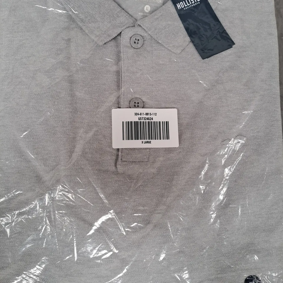 HOLLISTER ADVANCED STRETCH POLO IN GREY SIZE EXTRA LARGE