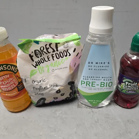 APPROXIMATELY 12 ASSORTED FOOD & DRINK ITEMS TO INCLUDE - ROBINSONS ORANGE & MANGO , FRUIT SHOOT APPLE & BLACKCURRANT ETC
