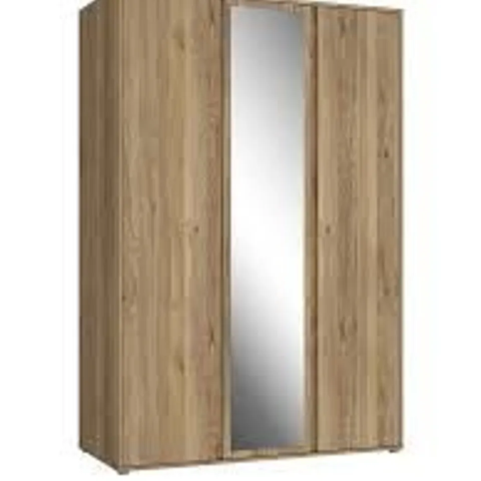 BOXED LISSON 3 DOOR MIRRORED WARDROBE - NEW OAK (4 BOXES) RRP £299