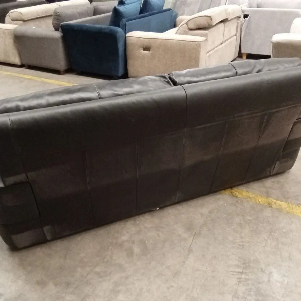 MARLOW ITALIAN LEATHER 3 SEATER SOFA - BLACK RRP £1399