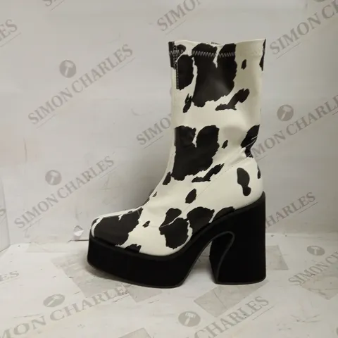 KOI VEGAN COW PRINT PLATFORM BOOTS UK SIZE 3