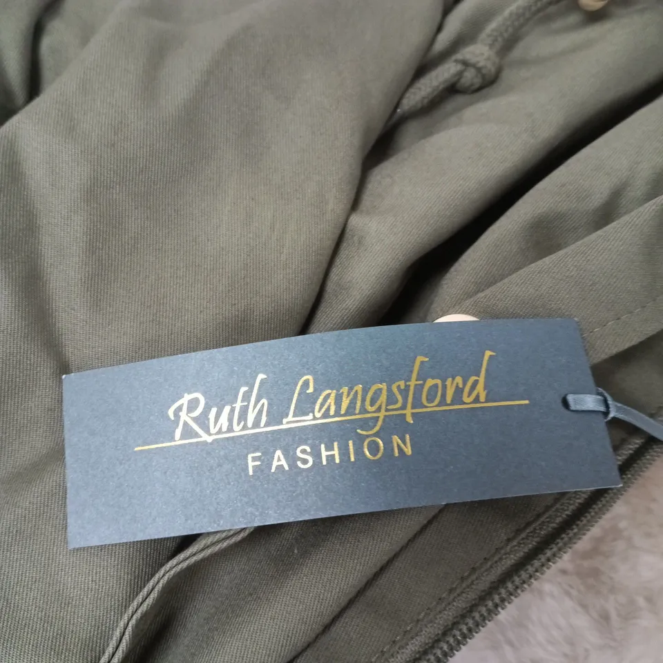 RUTH LANGFORD FASHION WOMEN'S GREEN PARKA COAT – UK 16