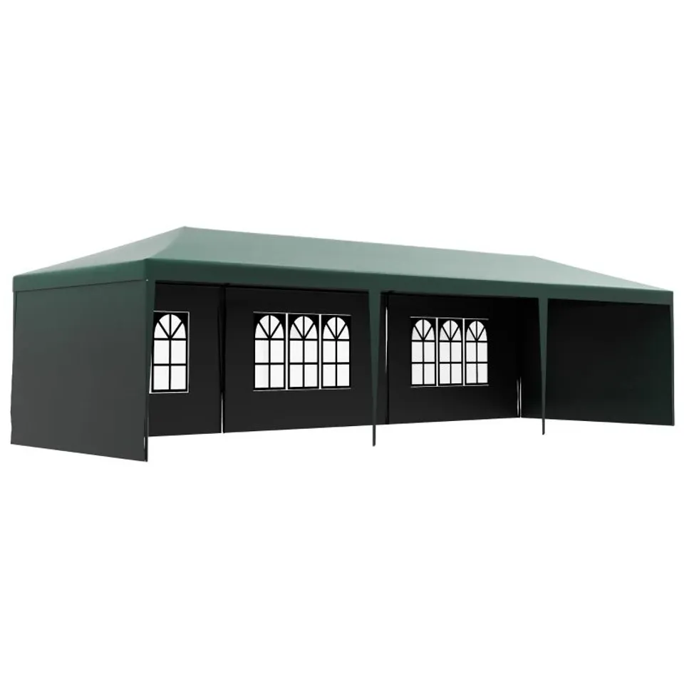 BOXED OUTSUNNY GARDEN GAZEBO MARQUEE PARTY WEDDING TENT CANOPY (9M X 3M) - GREEN (1 BOX)