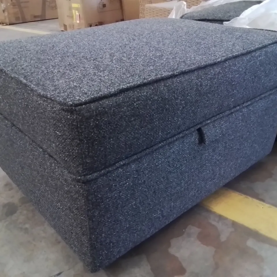 ESPITITA SET OF 2 GREY FABRIC UPHOLSTERED 62CM WIDE FOOT STOOL OTTOMANS