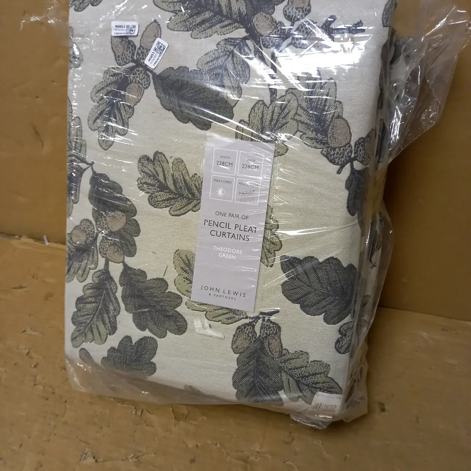 JOHN LEWIS PENCIL PLEAT THEODORE GREEN CURTAINS