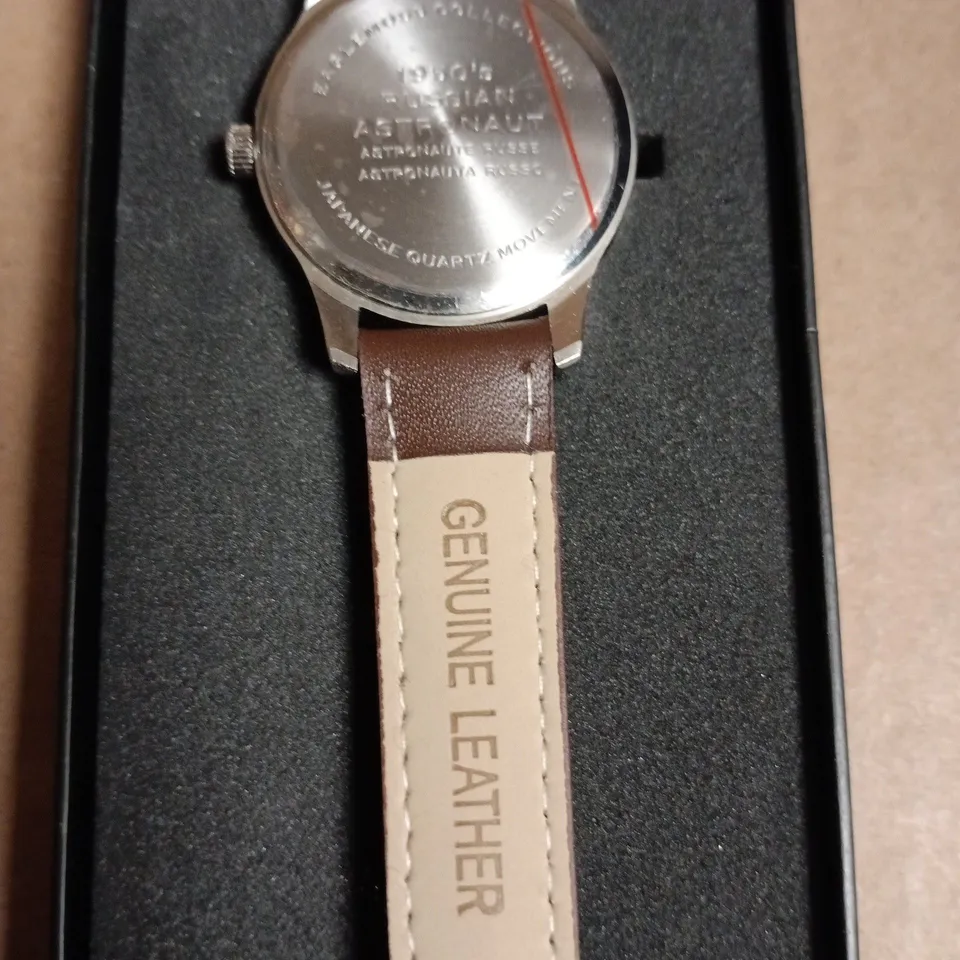 EAGLE MOSS COLLECTIONS 1950'S RUSSIOAN ASTRONAUT WATCH WITH BROWN LEATHER STRAP