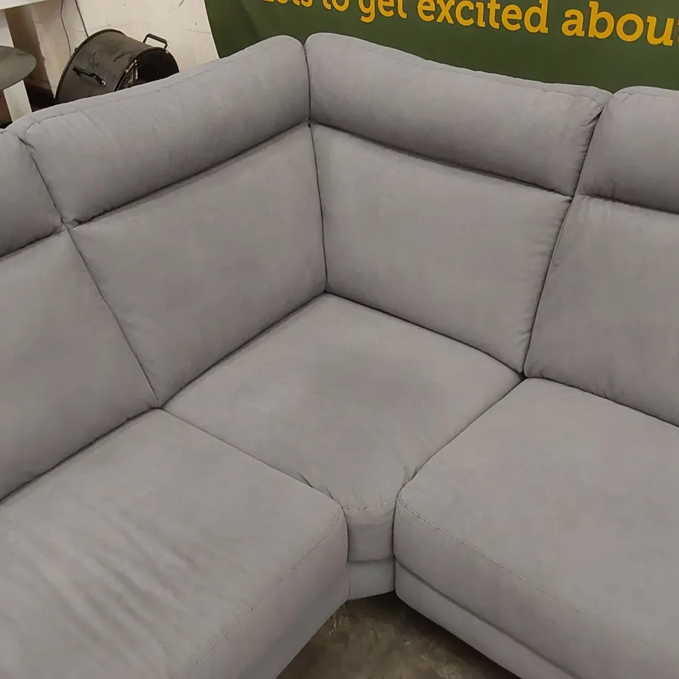 QUALITY DESIGNER ITALIAN MADE MARCELLO GREY FABRIC UPHOLSTERED 1-SEAT RECLINING CORNER SOFA