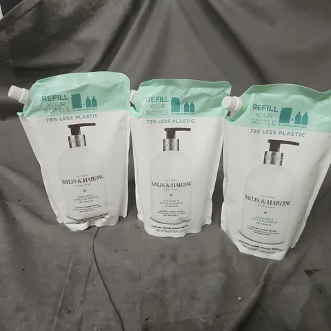 3 BAYLIS & HARDING JASMINE & APPLE BLOSSOM LUXURY HAND WASH REFILLS (3X1L)