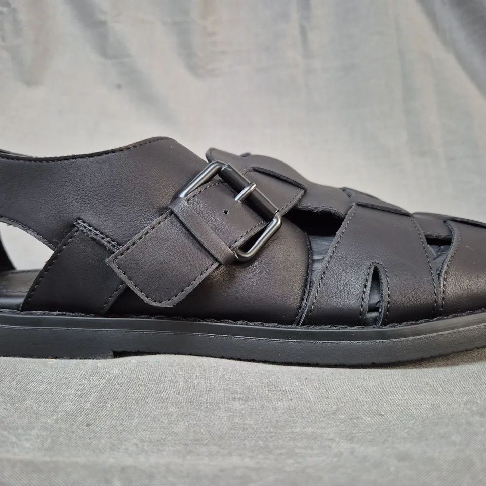 PAIR OF ZARA SINGLE BUCKLE SANDALS IN BLACK UK SIZE 10