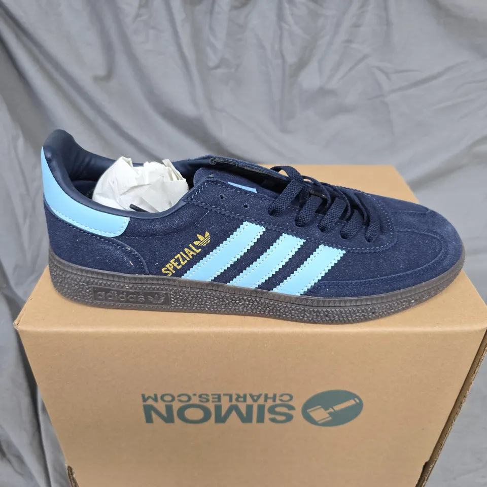 ADIDAS SPEZIAL SNEAKERS – NAVY SUEDE WITH LIGHT BLUE STRIPES UK 9 - UNBOXED 